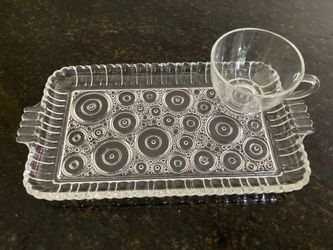 Vintage Anchor Hocking Snack Tray and Cup