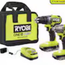 Ryobi ONE+ HP 18V Brushless Cordless 1/2 in. Drill/Driver and Impact Driver Kit w/(2) 2.0 Ah Batteries, Charger, and Bag
