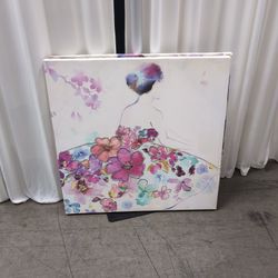 Colorful Floral Dress Figure Canvas Art