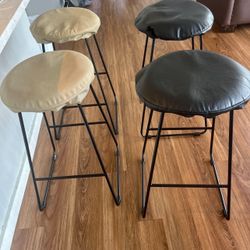 Bar Stools W/ Seat Covers Lot Of 4 Metal Frame