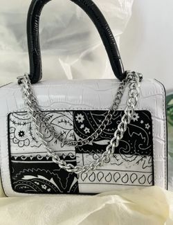Faux Leather Bag White&Black