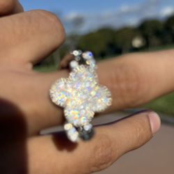 Moissanite Four Leaf Clover cuban link Ring Throw Offers Read Description 