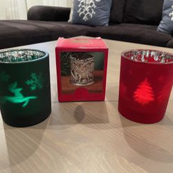 Set of 3 Christmas Votive Candle Holders 