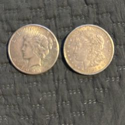 Circulated Silver Morgan And Peace Dollar 