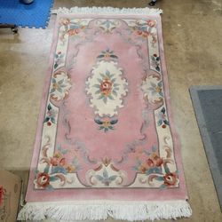 Pink Wool Rug Thick Pile