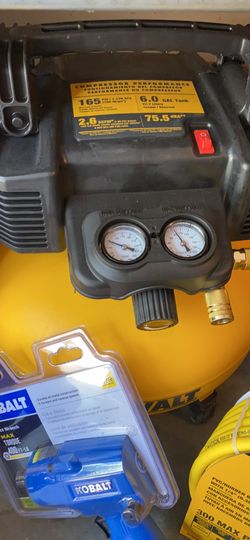 6.0 Dewalt GAL Tank 165 PSI W/impact Wrench Max Torque & 1/4” x 50’ PVC/Rubber blend Air Hose