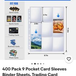 New 400 Pack 9-Pocket Card Sleeves Binder Pages
