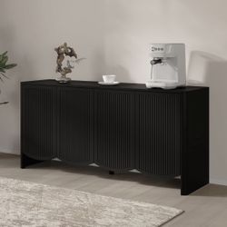 Black Modern fluted storage cabinet