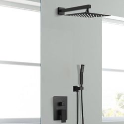 New Shower Faucet Set Shower System Bathroom 12 Inches Shower Head with Handheld Spray, Wall Mounted Shower Fixtures with Shower Valve and Trim Kit, M