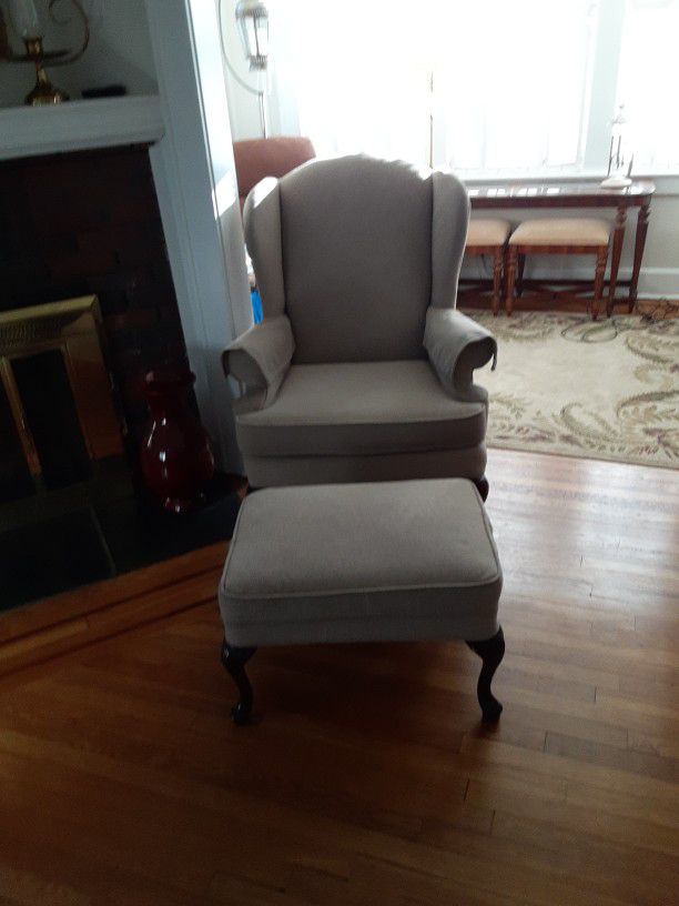 Wing Chair With Ottoman. 