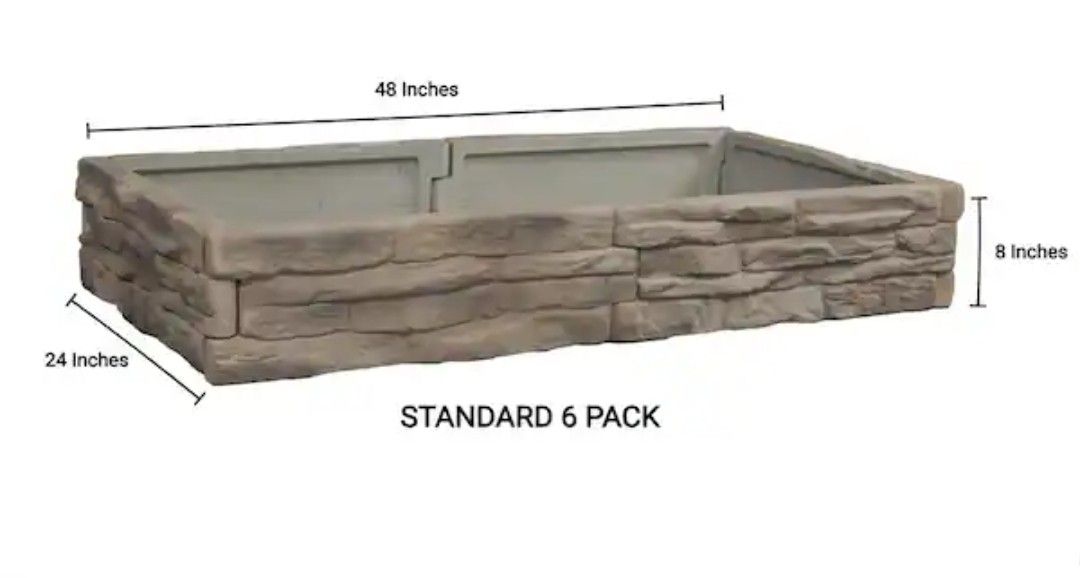 Raised Garden Bed Tan/Brown Ledgestones - Composite Polyurethane Natural Look & Feel Stone Garden Planter Box