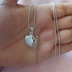 925 Sterling Silver Chain With The Pendant/Cadena Con Dije De Corazón De Plata 925