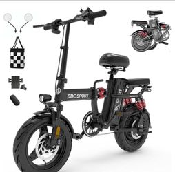 DDC M1 700W 48V/20Ah Electric Bicycle With Removable Battery, Folding Electric Bike for Adults,14'' Ebike Urban City with 10 Shock Absorptions
