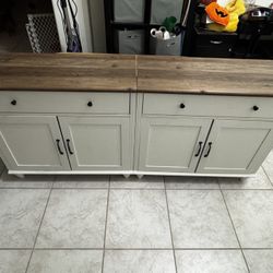 WAMAPT Buffet Cabinet with 4 Doors and 2 Drawers, Large Coffee Bar Table Wood Kitchen Storage Cabinets with Storage Cabinets, Modern Farmhouse Sideboa