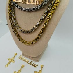 .925 Silver With 14k Gold plating And Other Plated Chain!