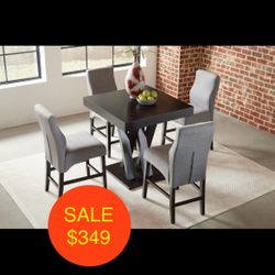 New! 5pcs Counter Height Dining Set, Dining Table And Chairs, Table, Chairs, Casual Dining Set, Small Dining Set, Dining Room Table, Chairs