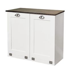 American Furniture Classics Model 2WSTFLLAU02 Double Wide Laundry Cabinet with Soft Close Tilt Out Doors with Minwax Woodgrain Finished Top,