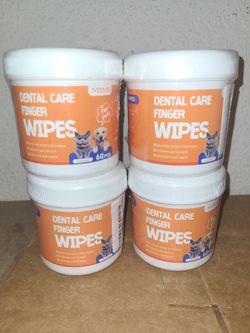 (4) pet Dental Care Cleaning Finger Wipes