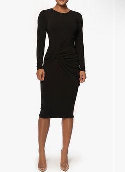 JLUXLABEL Black Long Sleeve Knot Bodycon Dress