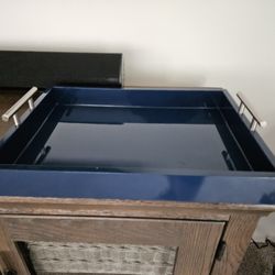 Navy Shiny Tray W Handles