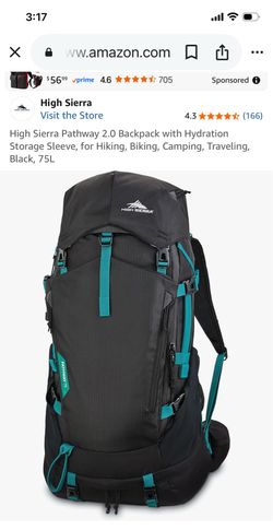 The High Sierra Pathway 75 backpack in Forest Green/Black features a spacious 75-liter volume