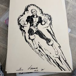 Comic book drawing signed by author