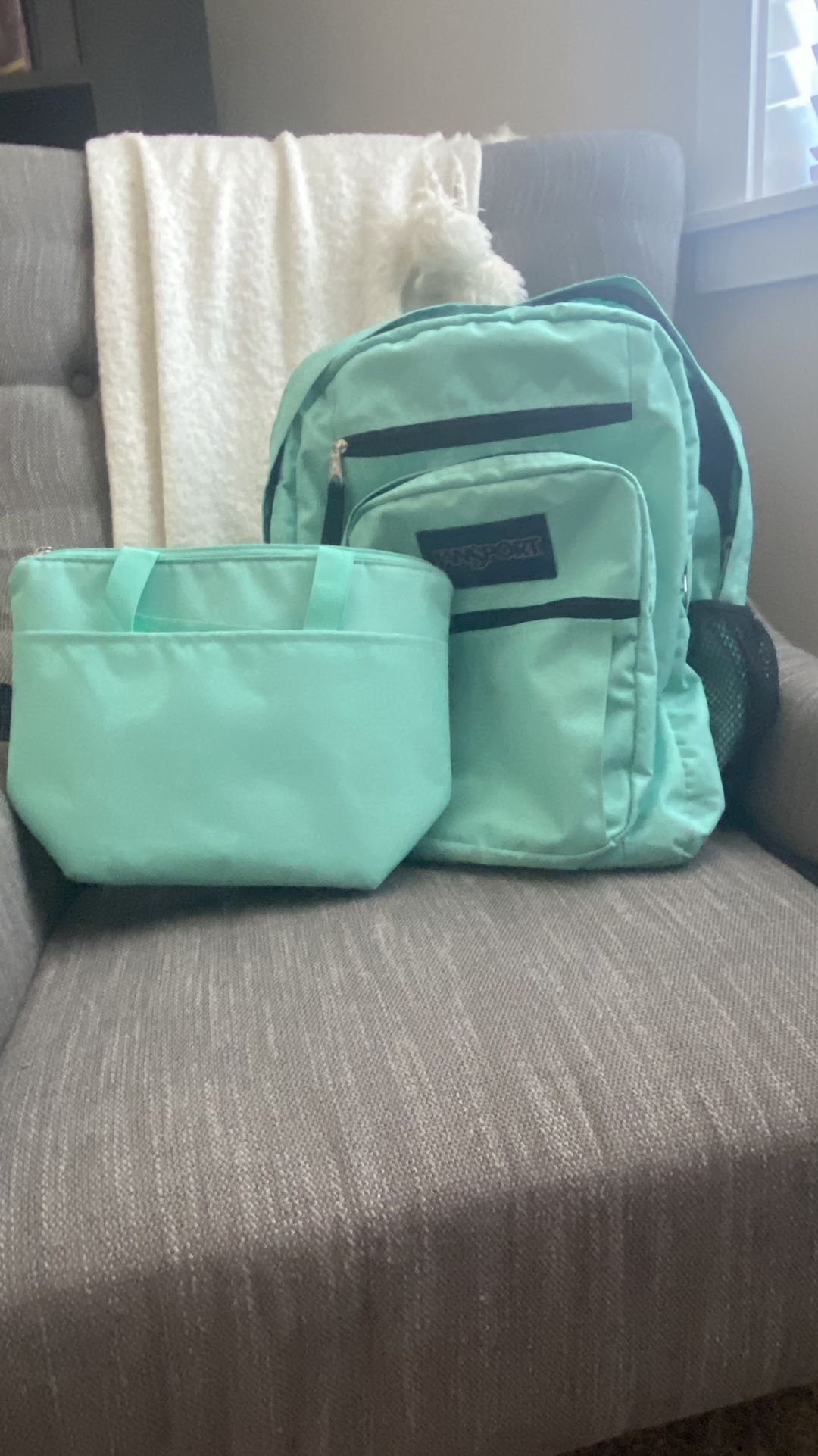 7 Pocket Teal Jansport Backpack With Jansport Lunchbox 