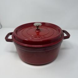 STAUB La Cocotte Red Cast Iron 4 Qt Dutch Oven # 24 France