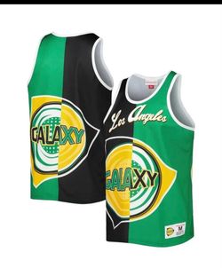 New Mitchell & Ness MLS Los Angeles Galaxy 2.0 Split Color Mesh Jersey Tank.