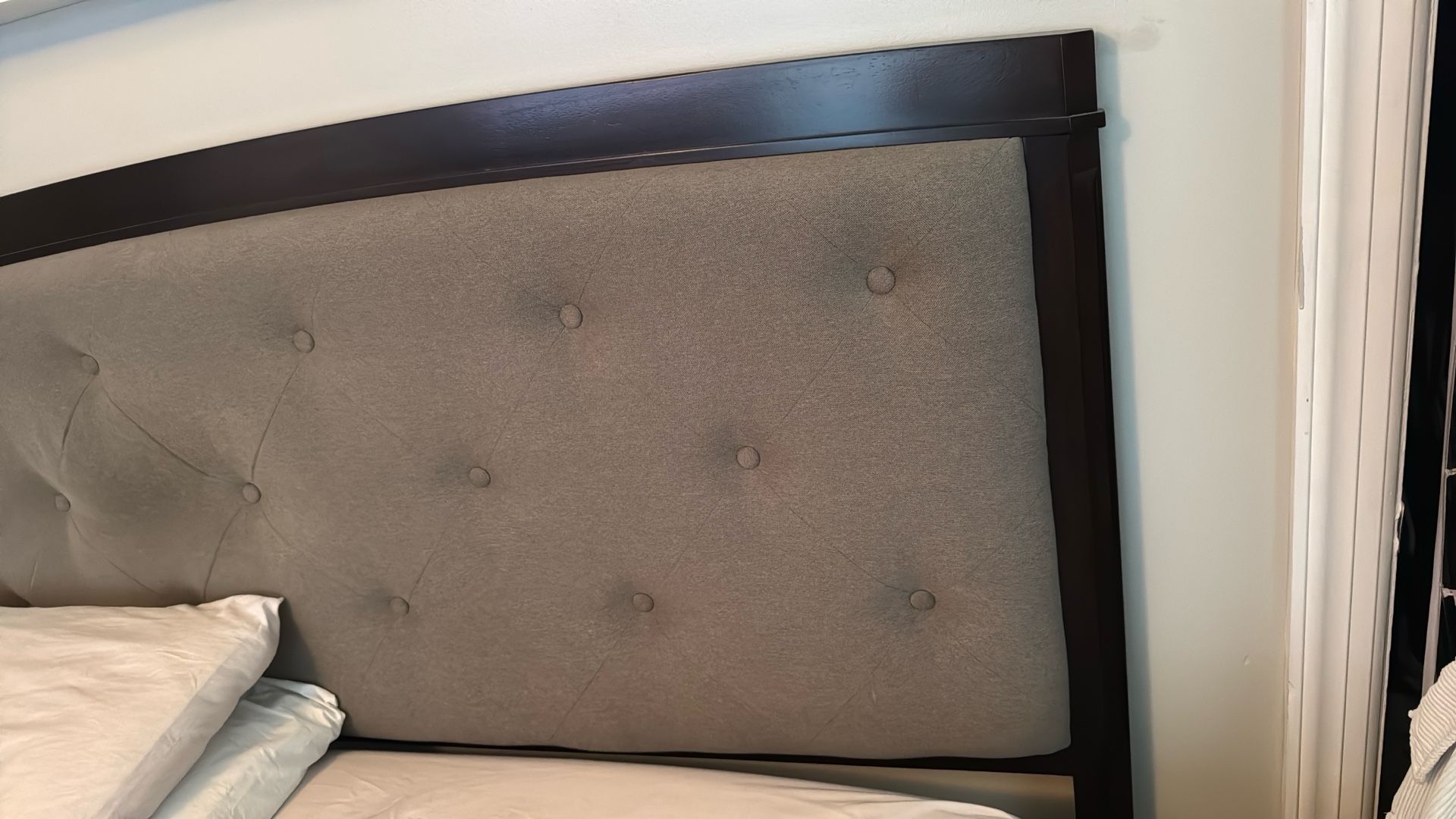 Queen Bed Frame - Wood And Upholstered