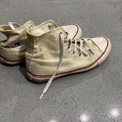 Converse, White, High Top , Shoes, Tennis Shoes, 5 Men, 7 Women, Unisex