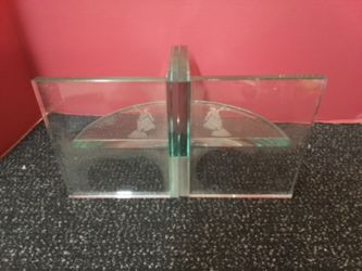 Lady of Justice Engraved Glass Bookends