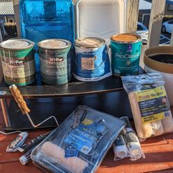 Assorted Paint And Supplies 