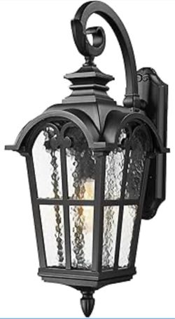 New 28.7” XL Farmhouse Wall Light,Exterior Sconce Porch Patio,Water Grain Glass Aluminum Hardwired