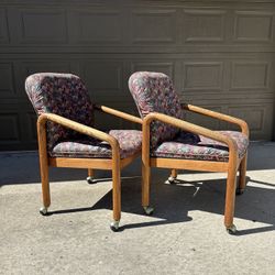 Set Of 2 Vintage Rolling Chairs