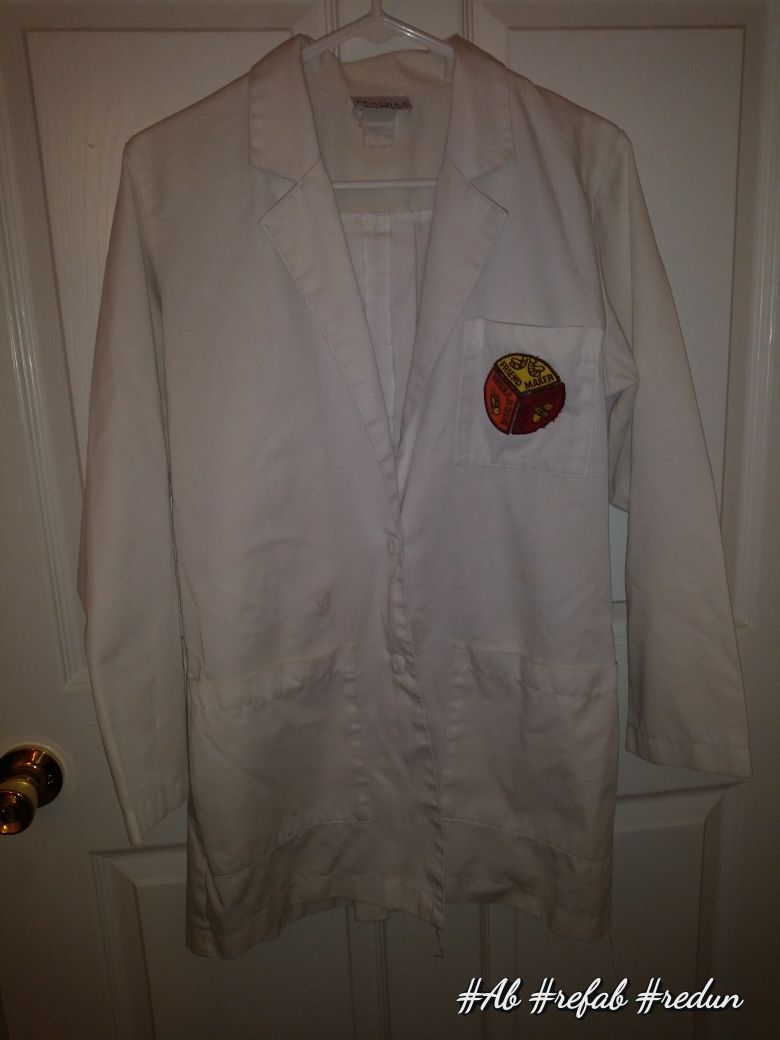 Vintage nursing lab coat with authentic brownie patches