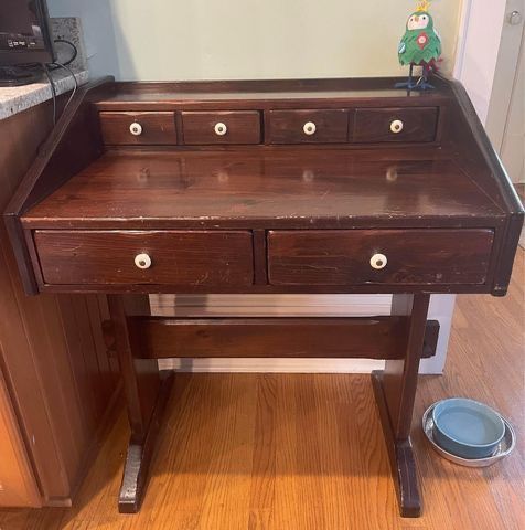 Ethan Allen Pine Writing Desk & Chair