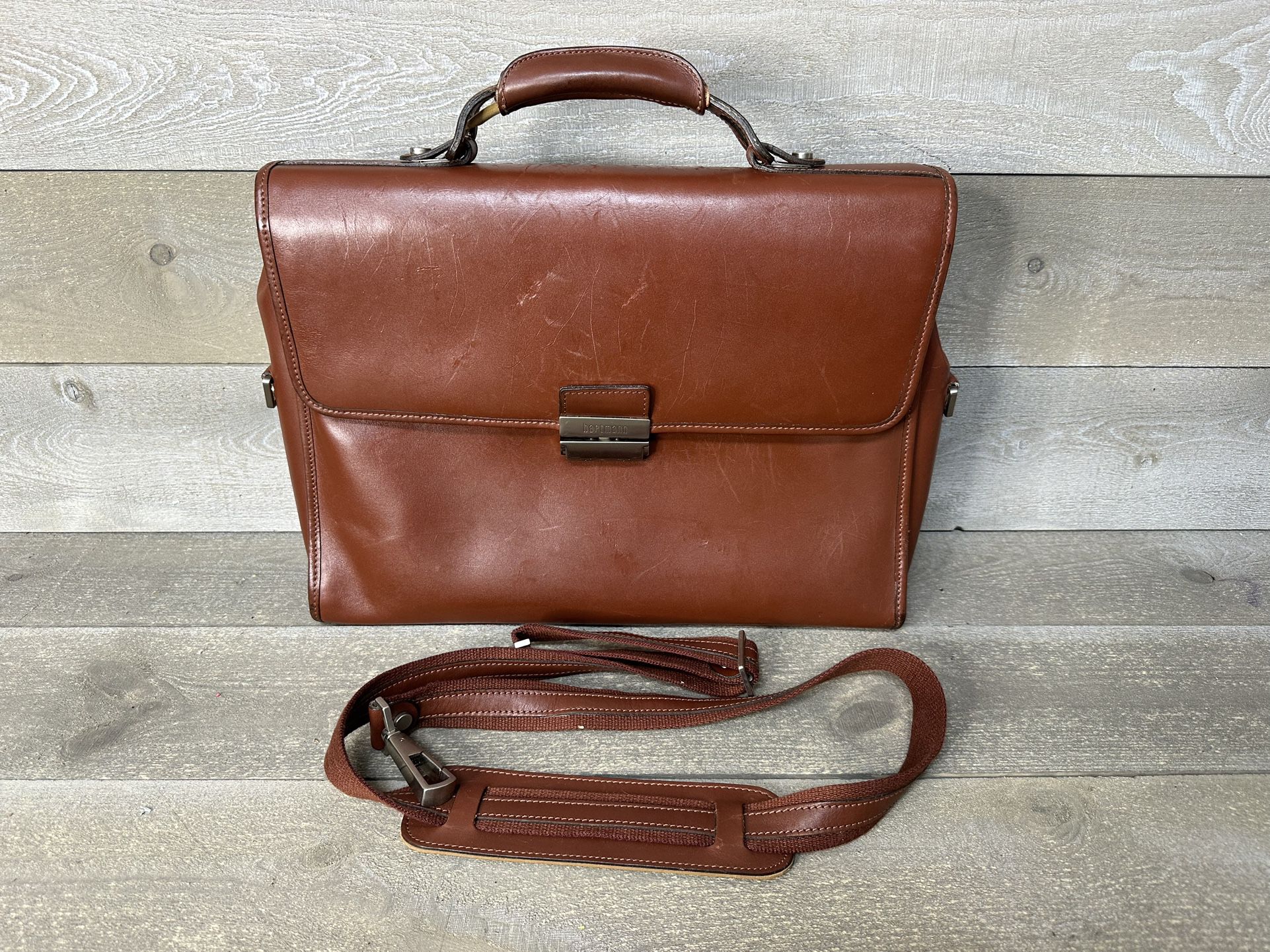 Vintage Hartmann Leather Shoulder Bag Briefcase Computer Bag Messenger Brown