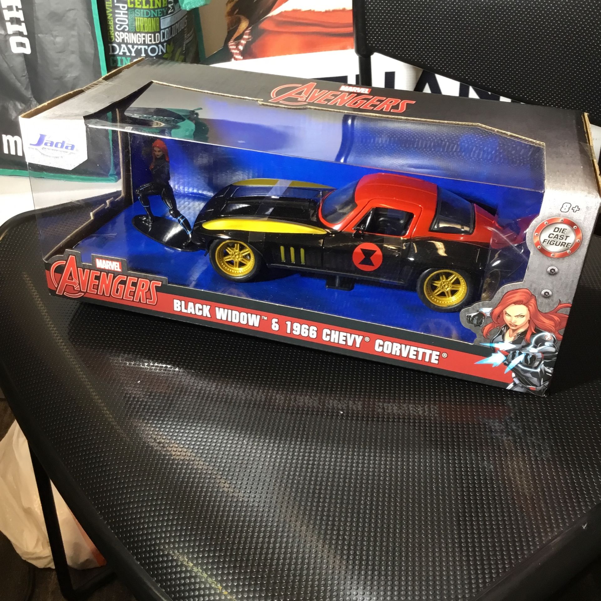 Black widow, 1966 Chevy Corvette, marvel avengers