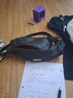 Elliot Lucca black woven leather cross body bag
