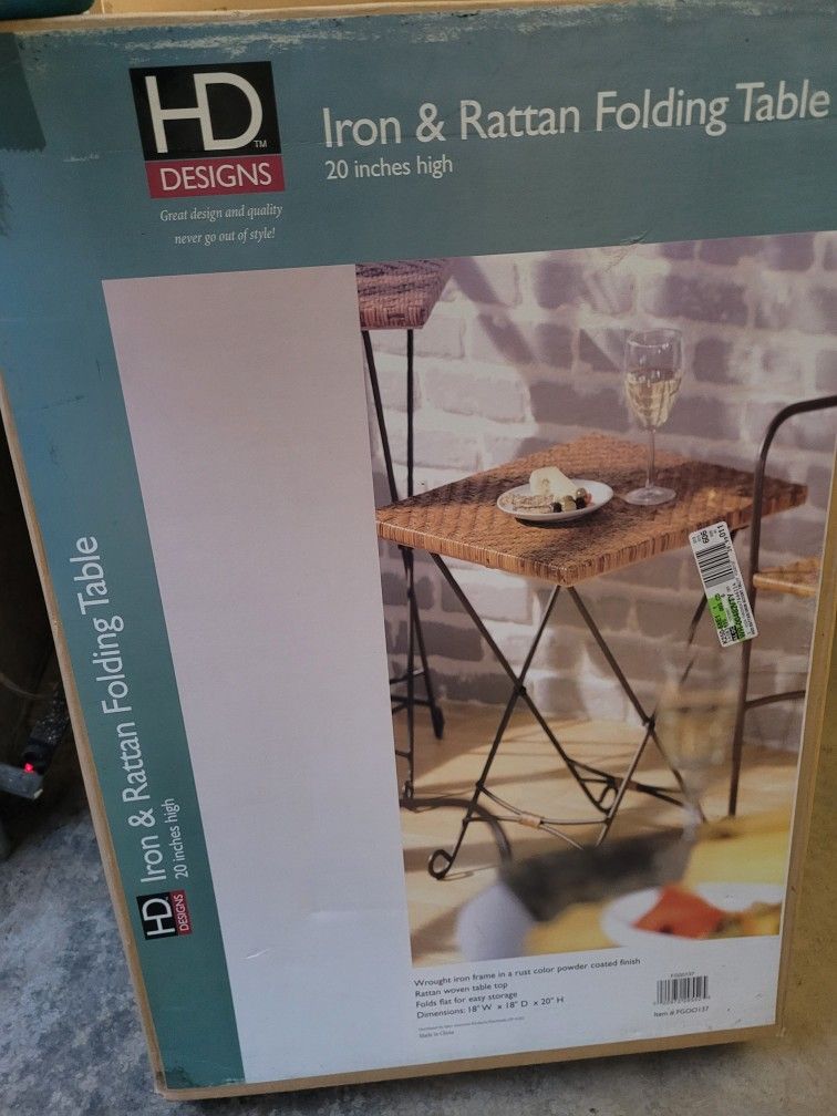 Iron & Rattan Folding Table