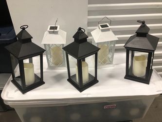 Decorative Lanterns with LED Candles – Set of 5