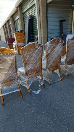 Set of 4 French Provincial Cane Back Dining Chairs