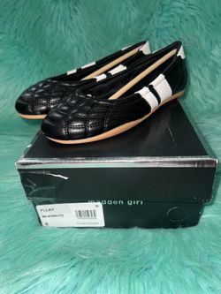 NIB Madden Girl Black and White Flats size 6.
