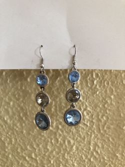 Blue and crystal gem earrings