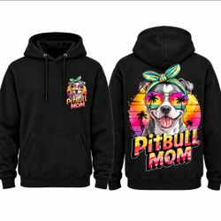Pitbull Mom Graphic Hoodie Black