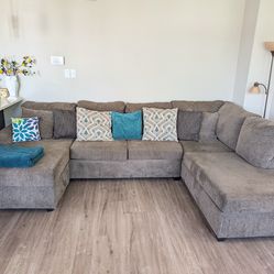 Sectional Couch Brown Double Chaise Sofa