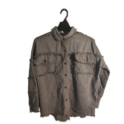 Green denim jacket with rock & roll design