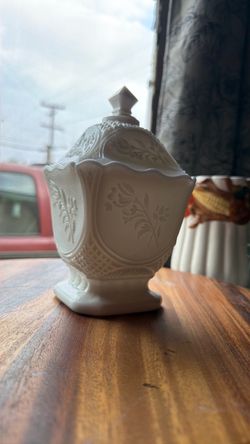 White Milk Glass Lidded Candy Dish