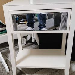 Threshold White Mirrored Drawer Accent Table
